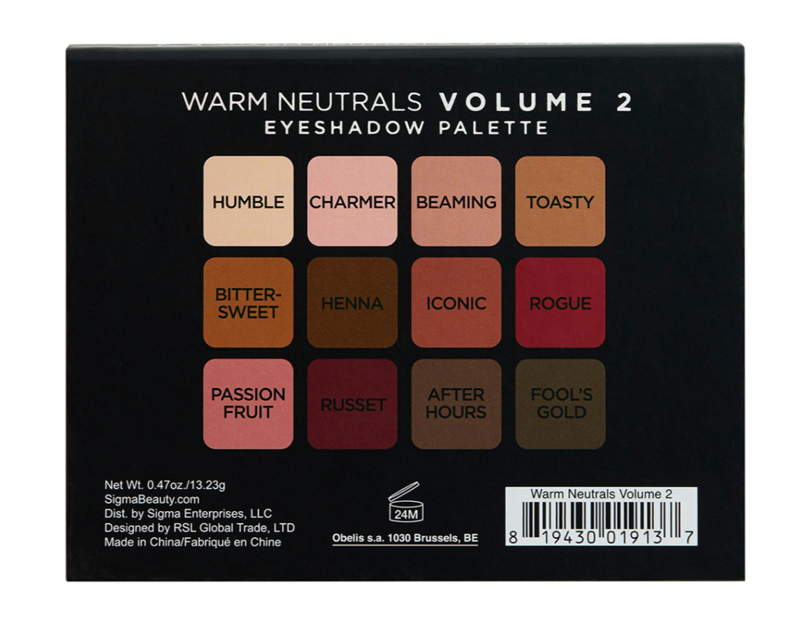 Sigma Beauty Warm Neutrals Volume 2 Eyeshadow Palette - ADDROS.COM