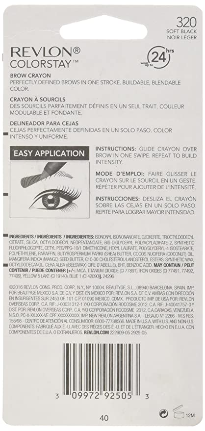REVLON ColorStay Eyebrow Crayon, 320 Soft Black