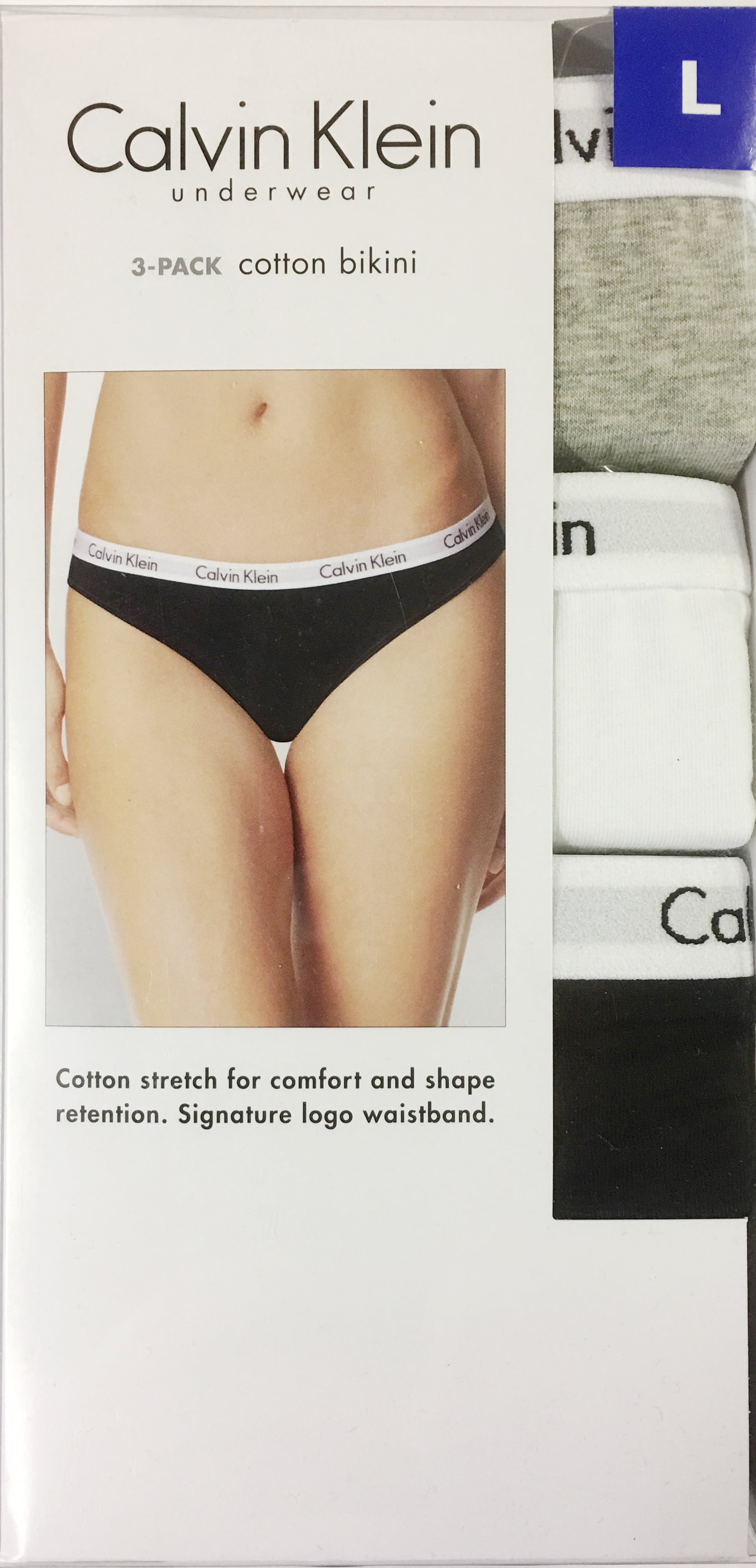 Calvin Klein Womens Carousel Logo Cotton Thong Panty 3 Pack 3