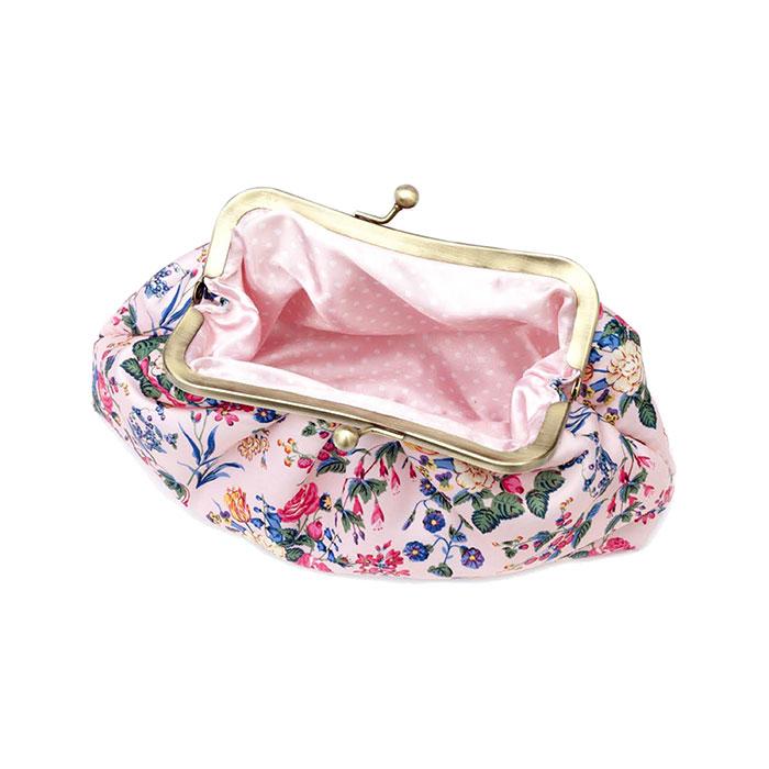 The Vintage Cosmetic Company Cosmetic Clutch Bag Pink Floral Satin - ADDROS.COM