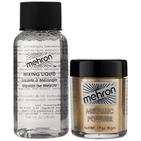 Mehron Makeup Metallic Powder with Mixing Liquid - Gold (129-ML-GD)
