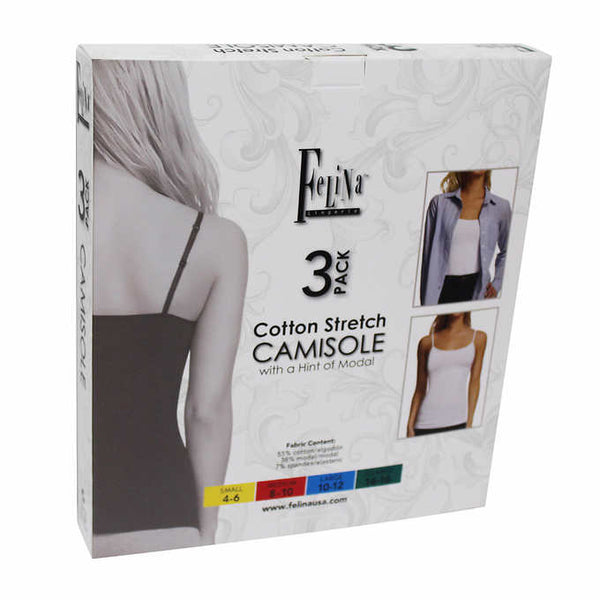 Felina Ladies’ Cotton Stretch (3-pack) Camisole - ADDROS.COM