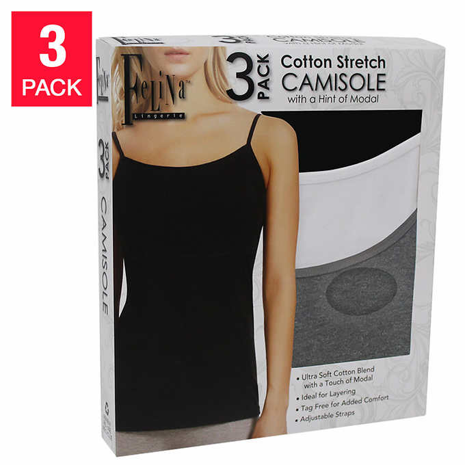 Felina Ladies’ Cotton Stretch (3-pack) Camisole - ADDROS.COM