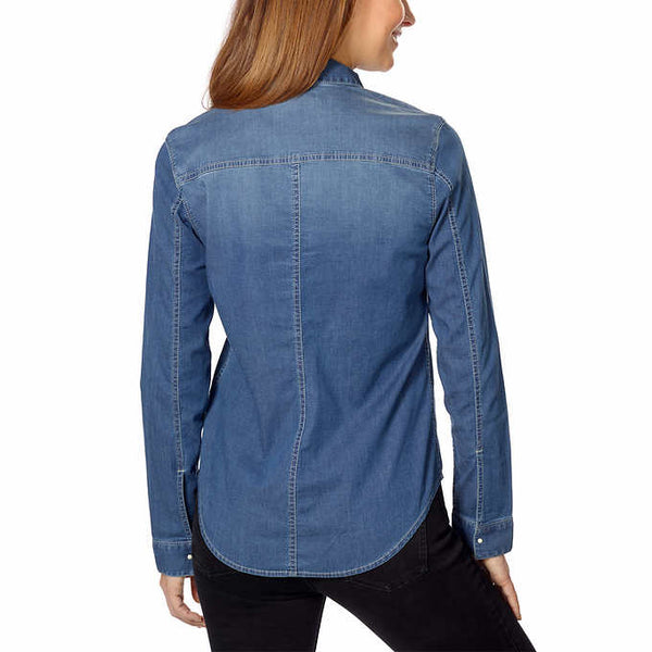 Calvin Klein Jeans Ladies' Denim Shirt, Blue (X-Large) - ADDROS.COM