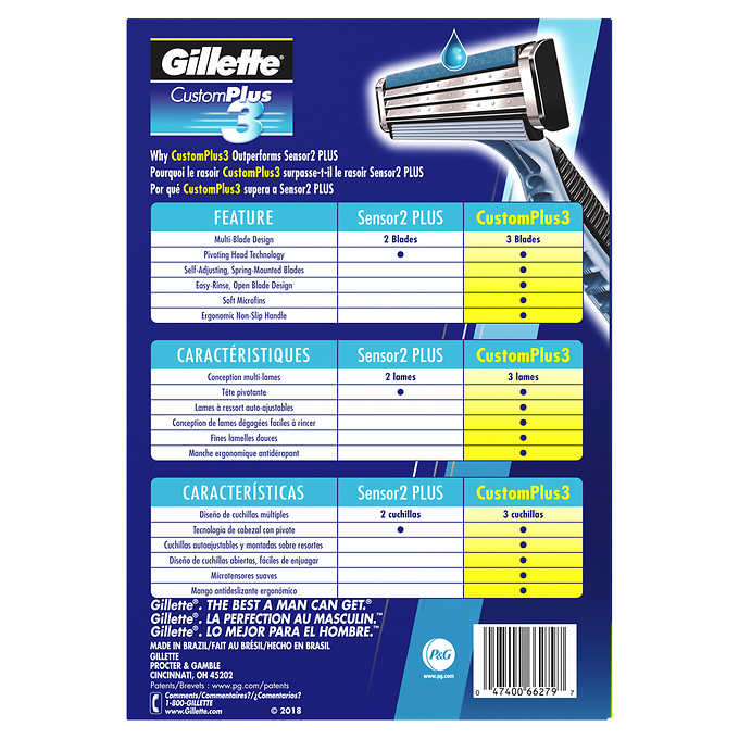 Gillette Custom Plus3 Disposable Razors Blades, 36-count - ADDROS.COM