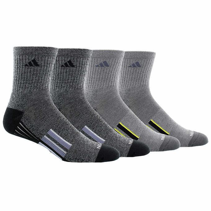 Adidas Men's High Quarter Sock - Black & Grey (4-Pair) - ADDROS.COM