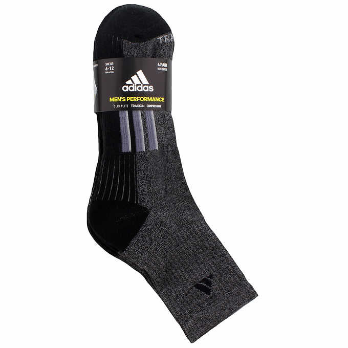 Adidas Men's High Quarter Sock - Black & Grey (4-Pair) - ADDROS.COM
