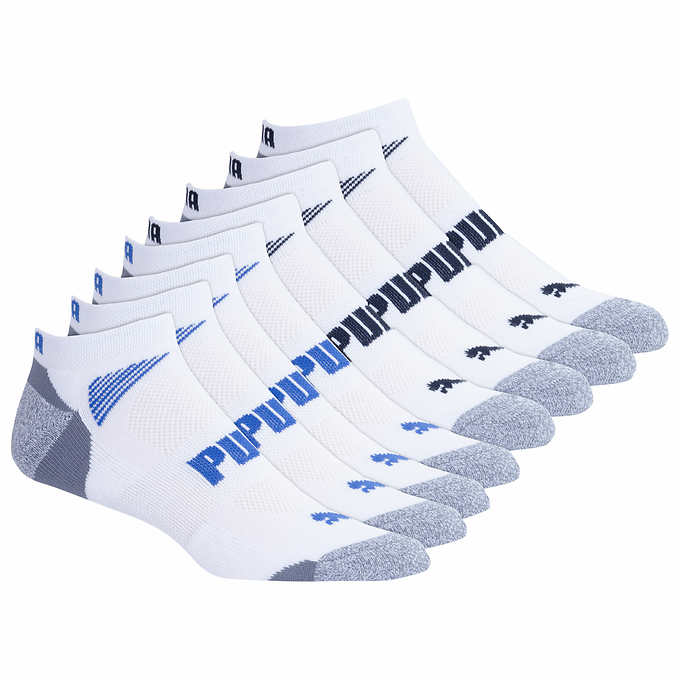 PUMA Mens No Show Socks, White (8-Pair) - ADDROS.COM