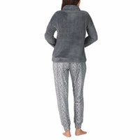 Ladies Cozy Fleece Gray Lounge Pajama Set