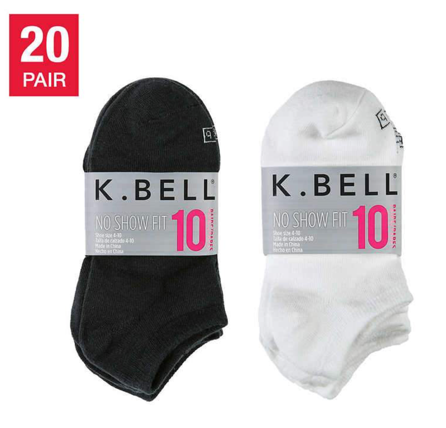 Bell Ladies No Show Sock - Multi (20-Pair)