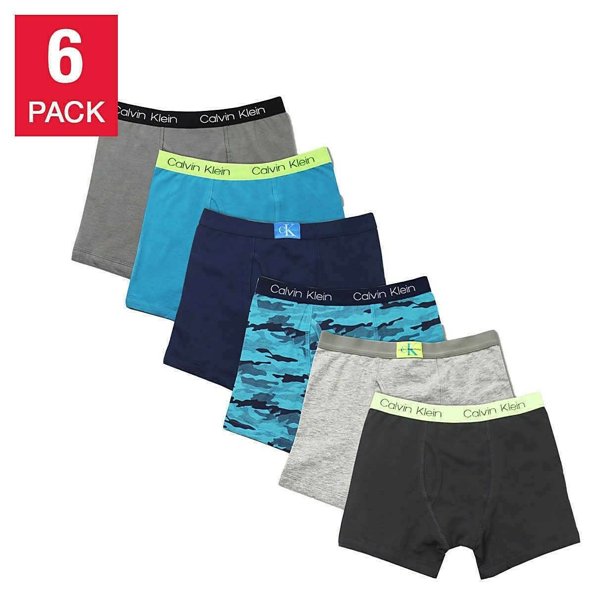 Calvin Klein Boys Boxer Brief Cotton Stretch Underwear, Large (6 Pack)