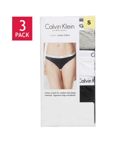 Calvin Klein Ladies' Cotton Bikini Brief Panties Underwear (3 Pack) - ADDROS.COM