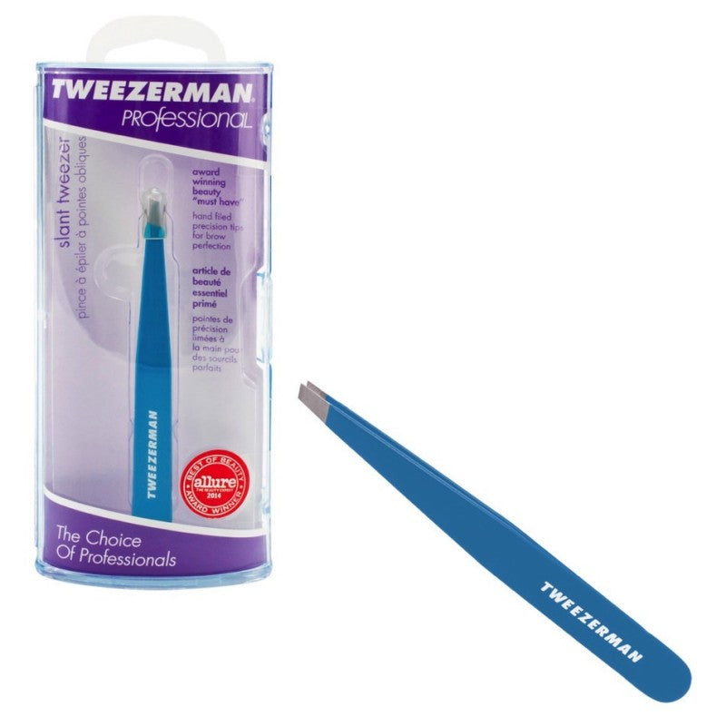 Tweezerman Stainless Steel Slant Tweezer - Bahama Blue - ADDROS.COM